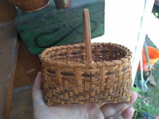 Rare Estate Old Antique Primitive Cherokee Miniature Splint Basket Folk Art AAFA 9
