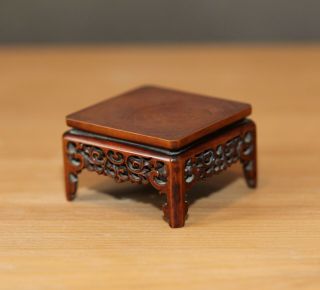 Antique Chinese Carved Hardwood Display Stand,  Miniature Table,  Qing Dynasty.