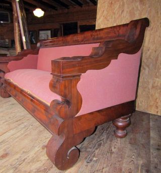 Huge Classical Empire Crotch Mahogany Sofa