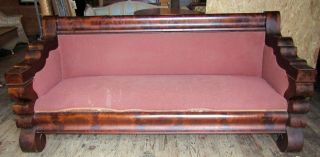 HUGE CLASSICAL EMPIRE CROTCH MAHOGANY SOFA 2