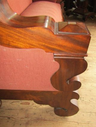 HUGE CLASSICAL EMPIRE CROTCH MAHOGANY SOFA 3