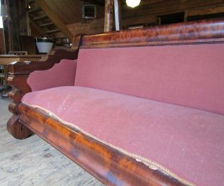 HUGE CLASSICAL EMPIRE CROTCH MAHOGANY SOFA 8