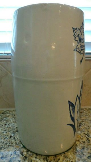 Vintage 2 Gallon Western Stoneware Co.  Monmouth Crock Churn w/ Maple Leaf 6