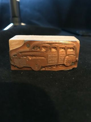 Vintage ' 46 FORD Station Wagon Letterpress Printer Block Copper Stamp 2