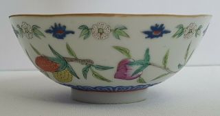 ANTIQUE CHINESE PORCELAIN FAMILLE ROSE BOWL WITH CHARACTER MARKS 2
