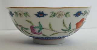 ANTIQUE CHINESE PORCELAIN FAMILLE ROSE BOWL WITH CHARACTER MARKS 3
