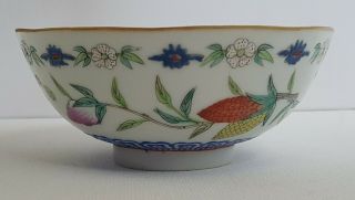 ANTIQUE CHINESE PORCELAIN FAMILLE ROSE BOWL WITH CHARACTER MARKS 4