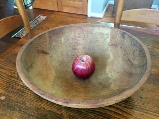 Large Primitive 15 x 16 Wooden DOUGH MIXING BOWL Farmhouse Country - 2