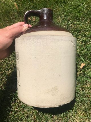 Antique Stoneware Whiskey Jug Crock Chas Horrie Chicago Grocer Wine 1 Gallon 3