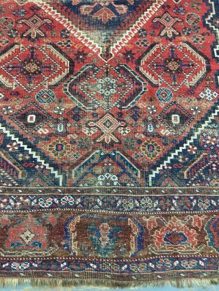 Wonderful Old Antique Handmade Qashqai Rug 6.  6x5 Ft 10