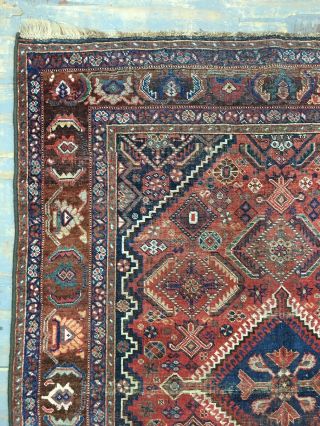 Wonderful Old Antique Handmade Qashqai Rug 6.  6x5 Ft 3