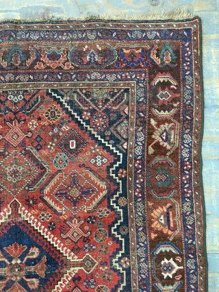 Wonderful Old Antique Handmade Qashqai Rug 6.  6x5 Ft 4