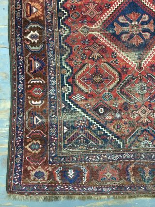 Wonderful Old Antique Handmade Qashqai Rug 6.  6x5 Ft 5