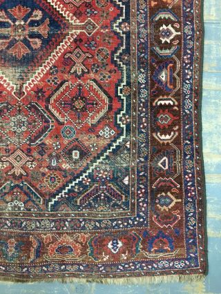 Wonderful Old Antique Handmade Qashqai Rug 6.  6x5 Ft 6