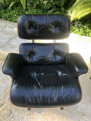 Eames Herman Miller Lounge Chair & Ottoman - Rosewood & Black Leather 3