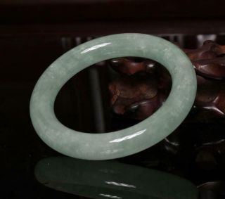 Chinese Carved Green Jadeite Jade Bracelet 2.  2”