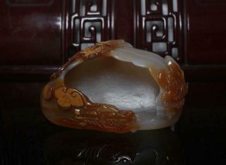 Old Chinese Celadon Nephrite Agate Lotus Flower Brush Washer Statue