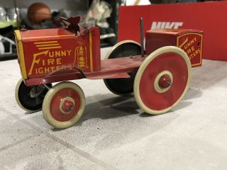 Rare Vintage Marx Funny Fire Fighters Wind Up Tin Toy