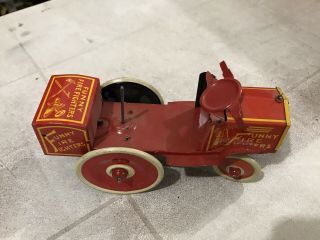 RARE VINTAGE MARX FUNNY FIRE FIGHTERS WIND UP TIN TOY 3
