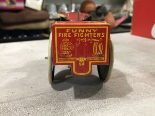RARE VINTAGE MARX FUNNY FIRE FIGHTERS WIND UP TIN TOY 4