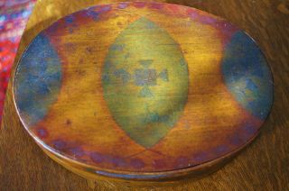 Antique Shaker Finger Oval Early Paint Decorated Top Pantry Box 3