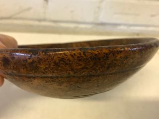Antique Old Primitive Small Burl Wooden Bowl Rimmed Top 10
