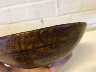 Antique Old Primitive Small Burl Wooden Bowl Rimmed Top 12