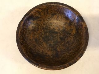 Antique Old Primitive Small Burl Wooden Bowl Rimmed Top 2
