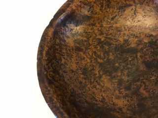 Antique Old Primitive Small Burl Wooden Bowl Rimmed Top 4