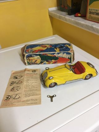 Vintage Distler 3200 Tin,  Clockwork Cabriolet.  W/key,  Instructions & Box.