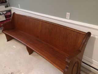 Antique Church Pew Oak And Maple Old Curved Bench Seat 8’ Long