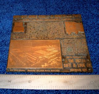 VICTOR safe & Lock Co cin.  Printers Plate advertising factory strongbox 1900s 2