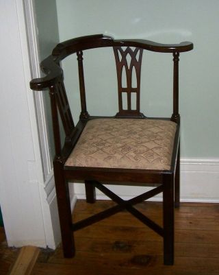 Mahogany Corner Chair Chippendale Style Vintage PICK UP ONLY 7