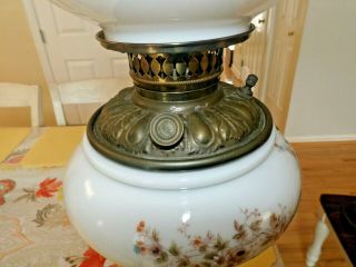ANTIQUE Banquet Parlor Lamp GWTW ELECTRIC Light Hand Painted Globe Hurricane 10