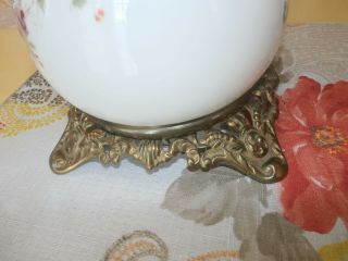 ANTIQUE Banquet Parlor Lamp GWTW ELECTRIC Light Hand Painted Globe Hurricane 9