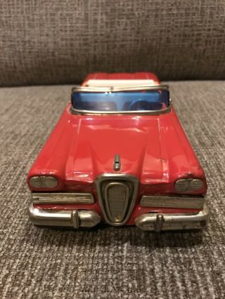 Vintage 1958 Tin Toy Car Ford Edsel Friction Convertible Car Haji Japan 2