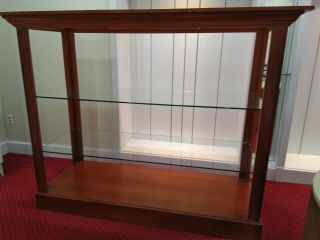 Classic Large Wood And Glass Display Case On Casters