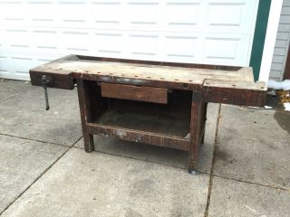 Antique Workbench Work Bench Carpenter Craftsman Ohio Tool Company Columbus Ohio