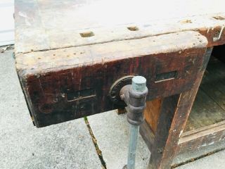 Antique Workbench Work Bench Carpenter Craftsman Ohio Tool Company Columbus Ohio 7