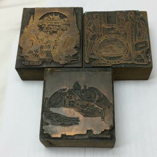 3 Vintage Printers Block Thanksgiving Real Estate