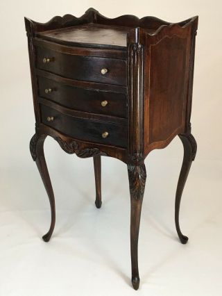 Antique Jewelry Night Stand Carved Wood End Table Cabinet Furniture Old Country