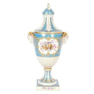 Antique Dresden Porcelain Covered Urn Germany