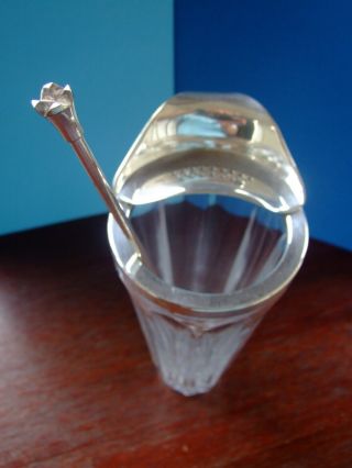 A Rare Wilhelm Wolff 1930 ' s Cut Crystal with Silver Plate Cocktail Mixer & Spoon 4