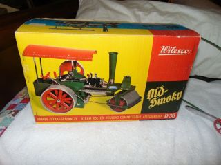 Vintage Wilesco West Germany Metal Live Steam Engine Roller Old Smoky D 36 W/Box 6