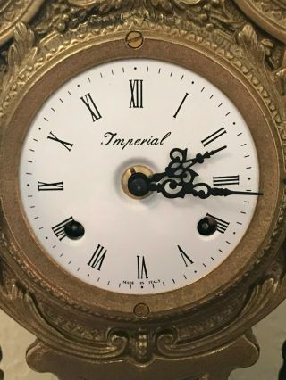 Franz Hermle Imperial Italian Mantel Clock w/Green Verde Marble & Bronze/Brass 7