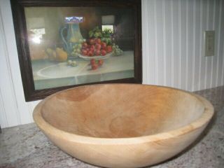 Primitive Wood Bowl HOLLAND BOWL MILL Handcrafted Holland Michigan Lg 14.  5 5