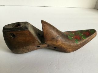 Vintage Wood Shoe Mold Last Form No Size Indicated Probably Ladies Painted Decor