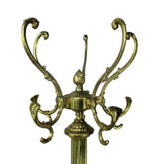 Standing Hall Tree Coat Rack Ornate Brass Hollywood regency Marble Base Lion leg 2