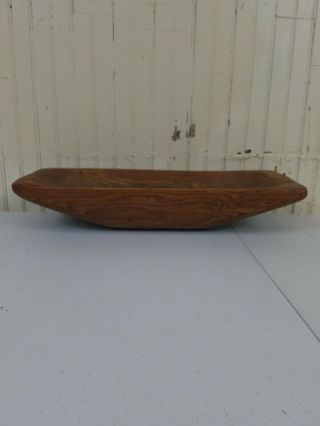 Vintage Wooden Dough Bowl Oval Trench Primitive Rustic Farmhouse 20.  5” 2