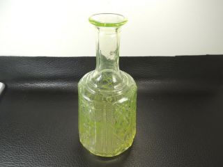 ANTIQUE VAL ST LAMBERT Decanter Carafe in Canary Yellow Vaseline Glass - 7.  87 